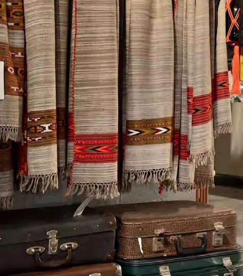 Himalayan throw packed for travel